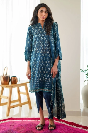 Sahar Monochrome Printed Lawn Suit Unstitched 3 Piece SHR24M S24-MC-V2-01 - Summer Collection