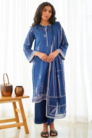 Sahar Monochrome Printed Lawn Suit Unstitched 3 Piece SHR24M S24-MC-V2-07 - Summer Collection