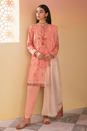 Cross Stitch Embroidered Lawn Suits Unstitched 3 Piece CS23EL 24 Blush Peach - Eid Collection-