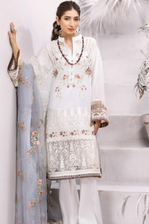 Iznik Embroidered Lawn Suits Unstitched 3 Piece IZ25FE AQRAM-01 - Summer Collection