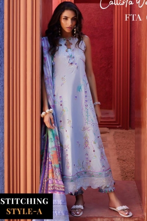 Suay by Farah Talib Embroidered Lawn Suits Unstitched 3 Piece FTA24LU FTA 06 Callista Wedgewood - Luxury Collection