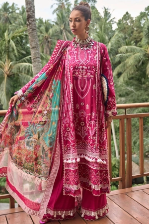 Zoha by Ansab Jahangir Embroidered Lawn Unstitched Suits 3 Piece ANJ24Z D-09 Champaca - Luxury Collection