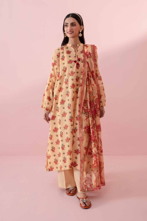 Nishat Luxury Printed Lawn Unstitched 3 Piece Suit - 42302102 - Orange - Summer Collection