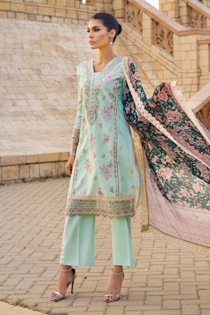 Zainab Chottani Chikankari Lawn Suits Unstitched 3 Piece ZC24CL D-2A Kiran - Summer Collection