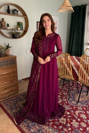 Luxe by Azure Embroidered Chiffon Suits Unstitched 3 Piece AZU24LE MFAS-121 Mysterious Fairy - Festive Collection
