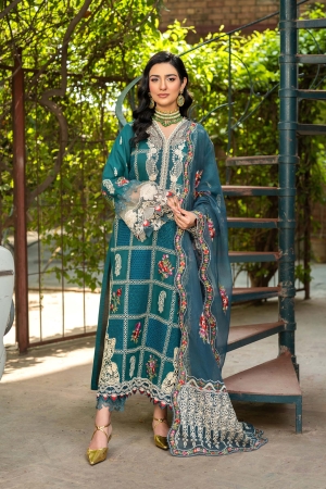 Maryum Hussain Embroidered Lawn Suit Unstitched 3 Piece MH25LL D-03 Neelum - Summer Collection