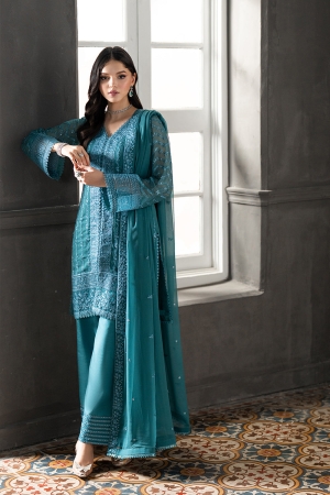 Ensembles by Azure Embroidered Chiffon Suits Unstitched 3 Piece AZU25EF Minted Sage ES-109 - Festive Collection