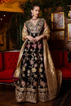 Mushq Embroidered Velvet Suit Unstitched 3 Piece MPS-04 Whispers Of Yesterday - Formal Collection