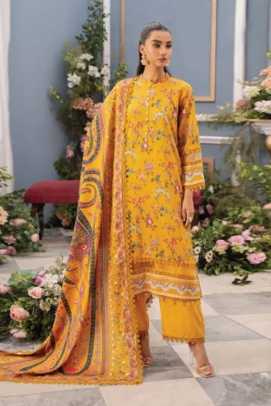 Mausummery Luxury Digital Printed Linen Unstitched 3 Piece Suit - MU25SSUL - BAHAR - Winter Collection