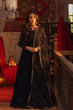 Luxe by Azure Embroidered Chiffon Suits Unstitched 3 Piece AZU24LE NMAS-121 Noir Majesty - Festive Collection