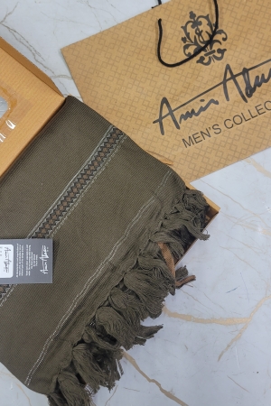 Amir Adnan's Traditional Woolen Shawl - FG-0001570-1000009-Dark Olive Green-