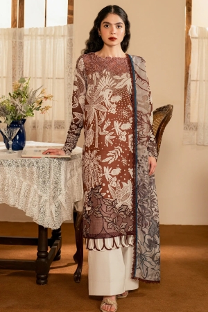 Asifa and Nabeel Embroidered Lawn Suits Unstitched 3 Piece AN25MV MSLV25-07 Darcheeni - Summer Collection