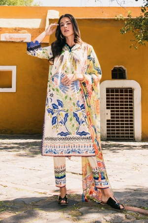 Mushq Printed Lawn Suits Unstitched 3 Piece MQ25LD2D 2-B Magnolias - Summer Collection