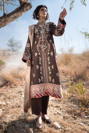 Qalamkar Embroidered Karandi Suits with Shawl Unstitched 3 Piece KS-04 - Luxury Collection