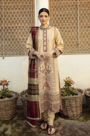 Qalamkar Embroidered Schiffli Suits Unstitched 3 Piece QLM21LN NW-06 - Winter Collection