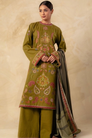 Coco By Zara Shahjahan Embroidered Khaddar Suits Unstitched 3 Piece CZS23W- 6B - Winter Collection