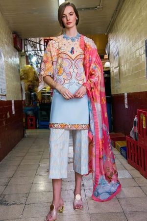 Mushq Printed Lawn Suits Unstitched 3 Piece MQ25LD2D 3-B Water Lilly - Summer Collection