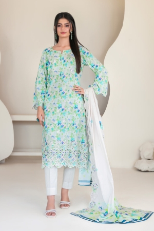 Tawakkal Fabrics Embroidered Staple Digital Print Suits Unstitched 3 Piece (Cutwork Dupatta) - D-4423 - Misbah