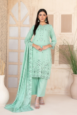 Tawakkal Fabrics Embroidered Karandi Suits Unstitched 3 Piece (Embroidered Fancy Shawl Dupatta) - D-4471 - Tareef