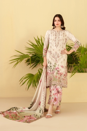 Tawakkal Fabrics Embroidered Staple Digital Print Suits Unstitched 3 Piece (Cutwork Dupatta) - D-4429 - Farda