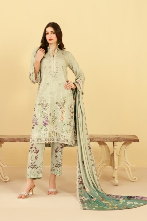 Tawakkal Fabrics Embroidered Staple Digital Print Suits Unstitched 3 Piece (Cutwork Dupatta) - D-4431 - Farda