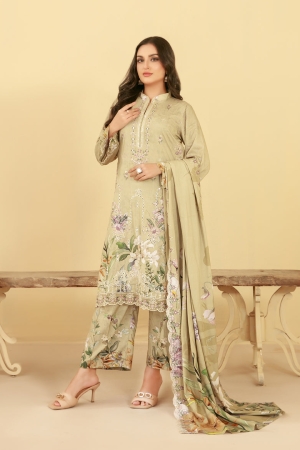 Tawakkal Fabrics Embroidered Staple Digital Print Suits Unstitched 3 Piece (Cutwork Dupatta) - D-4435 - Farda