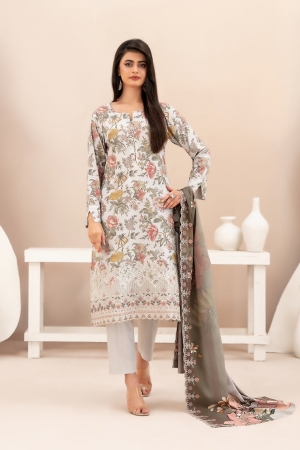 Tawakkal Fabrics Embroidered Staple Digital Print Suits Unstitched 3 Piece (Cutwork Dupatta) - D-4509 - Misbah