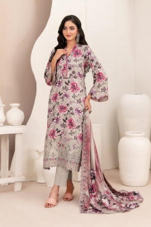 Tawakkal Fabrics Embroidered Staple Digital Print Suits Unstitched 3 Piece (Cutwork Dupatta) - D-4511 - Misbah