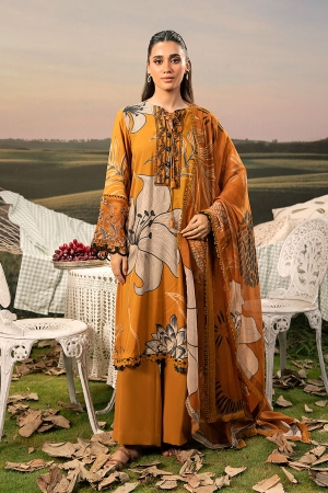 M Basic by Maria B Embroidered Arabic Lawn Suits Unstitched 3 Piece MB25PF MB-08 A - Summer Collection
