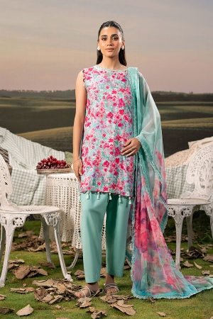 M Basic by Maria B Embroidered Arabic Lawn Suits Unstitched 3 Piece MB25PF MB-10 A - Summer Collection