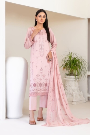Tawakkal Fabrics Embroidered Viscose Zari Suits Unstitched 3 Piece (Embroidered Schiffli Chiffon Dupatta) - D-4393 - Najwa