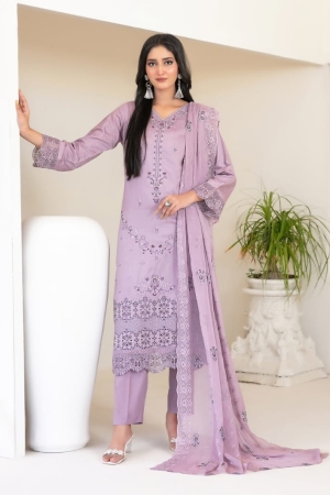 Tawakkal Fabrics Embroidered Viscose Zari Suits Unstitched 3 Piece (Embroidered Schiffli Chiffon Dupatta) - D-4438 - Najwa