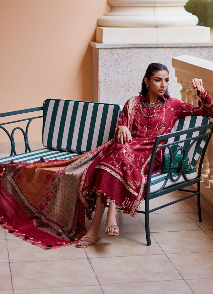 NERA by Farah Talib Embroidered Lawn Suits Unstitched 3 Piece FTA21N 02 Iris Bloom - Summer Collection
