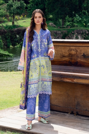 Garden Veil by Roheenaz Embroidered Lawn Suits Unstitched 3 Piece RN25GV D-08 A Inky Bloom - Summer Collection