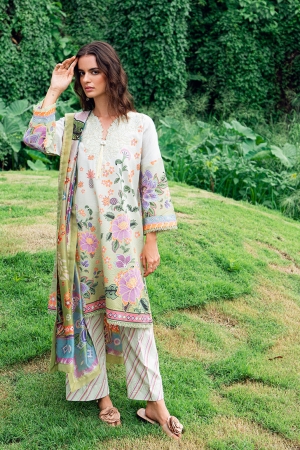 Garden Veil by Roheenaz Embroidered Lawn Suits Unstitched 3 Piece RN25GV D-04 B Melon Muse - Summer Collection