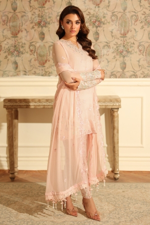 Ensembles by Azure Embroidered Unstitched Chiffon Suits 3 Piece AZU25EU ES-113 Silken Rose - Festive Collection