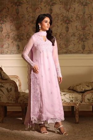 Ensembles by Azure Embroidered Unstitched Chiffon Suits 3 Piece AZU25EU ES-114 Orchid Whisper - Festive Collection