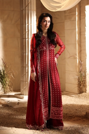 Luxe by Azure Unstitched Chiffon Embroidered Suits 3 Piece AZ25LF Rubrum - Festive Collection