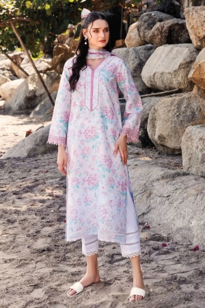 Aurea by Farasha Embroidered Lawn Suit Unstitched 3 Piece FSH25AL D-02 Blossom Mist - Summer Collection