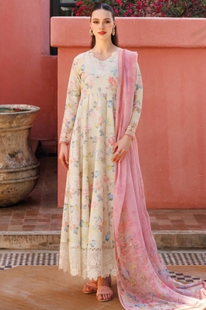 Aurea by Farasha Embroidered Lawn Suit Unstitched 3 Piece FSH25AL D-06 Meadow Blush - Summer Collection