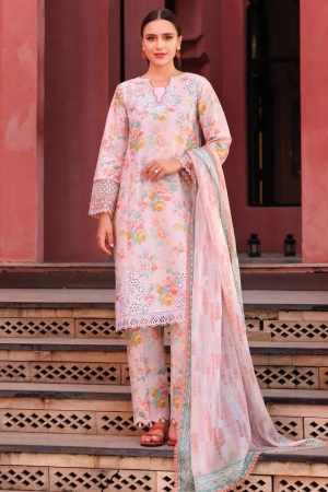 Aurea by Farasha Embroidered Lawn Suit Unstitched 3 Piece FSH25AL D-14 Peach Glow - Summer Collection