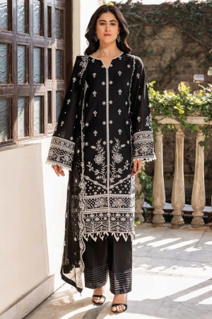 Bahar by Farasha Embroidered Lawn Suits Unstitched 3 Piece FSH25B2 D-01 Midnight Glow - Summer Collection