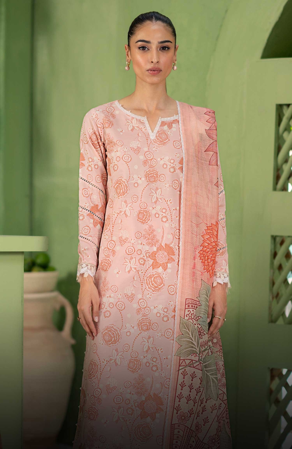 Seran Embroidered Lawn Suits Unstitched 3 Piece SN25ULL D-01 Elvyn - Summer Collection