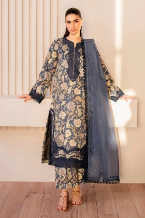 Xenia Embroidered Lawn Suit Unstitched 3 Piece XE25LL D-06 Birch - Summer Collection