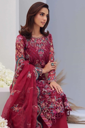 Mina Hasan Embroidered Organza Suit Unstitched 3 Piece Heer - Formal Collection