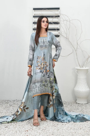 Tawakkal Fabrics Emboidered Linen Suits Unstitched 3 Piece TWF25ST D-1096 - Winter Collection