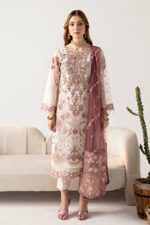 Minhal By Ramsha Embroidered Organza Suits Unstitched 3 Piece RSH24M M-1102 - Formal Collection
