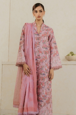 Amore by Ayzel Embroidered Lawn Suit Unstitched 3 Piece AAF25AS D-08 Rose - Summer Collection