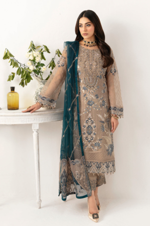 Minhal By Ramsha Embroidered Organza Suits Unstitched 3 Piece RSH24M M-1106 - Formal Collection