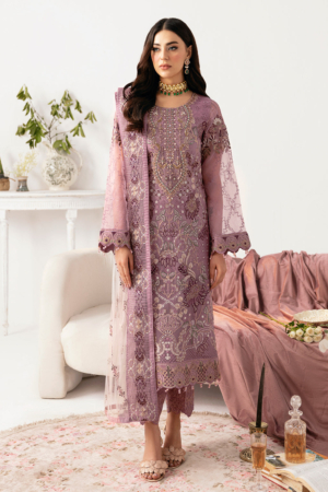 Minhal By Ramsha Embroidered Organza Suits Unstitched 3 Piece RSH24M M-1107 - Formal Collection